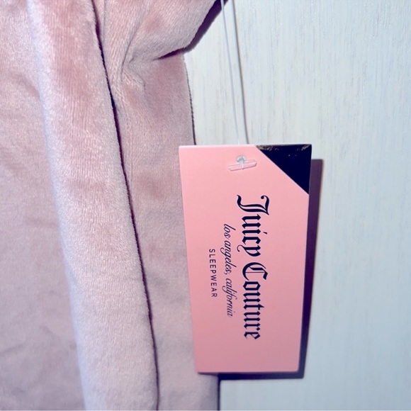 👑🩷JUICY COUTURE Pink Soft Velour Rhinestone Embellished Logo Y2K Sleep Shirt - Picture 4 of 10